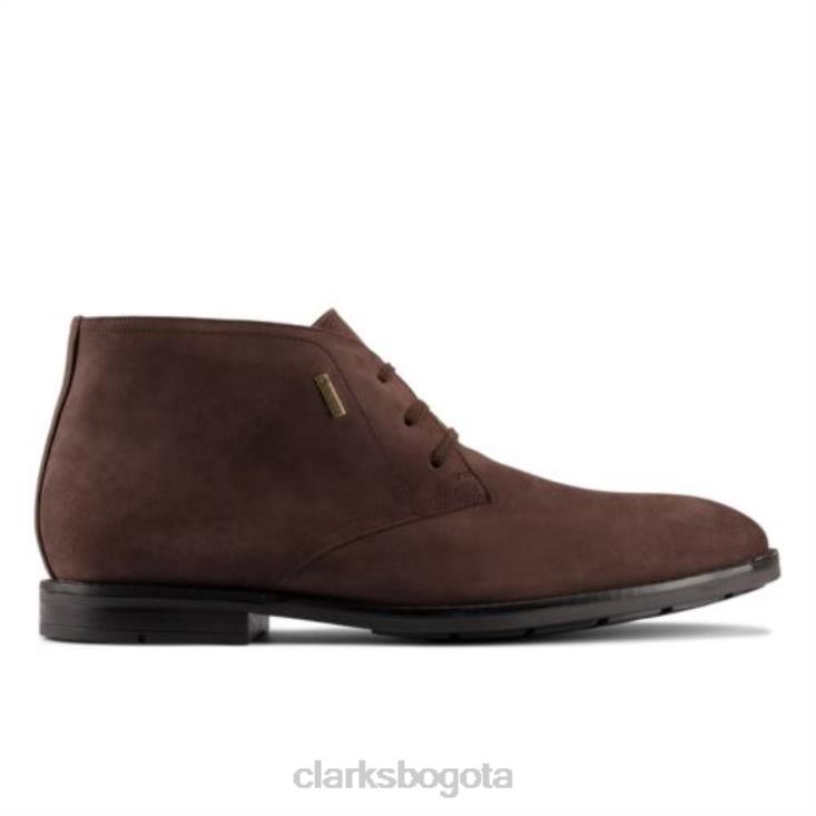 Clarks 0DX8L4361 clarks ronnie lo gtx nubuck marrón oscuro hombres nubuck marrón oscuro