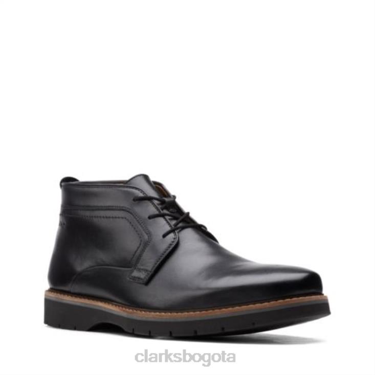 Clarks 0DX8L4370 clarks bayhill mid negro cuero liso hombres cuero liso negro