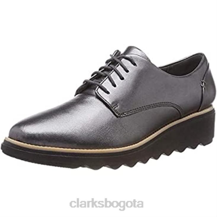 Clarks 0DX8L438 derbys sharon noel mujer plata gun metal lea clarks mujer lea de metal plateado