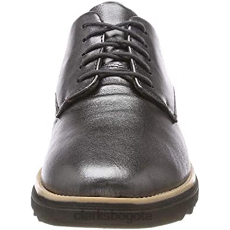 Clarks 0DX8L438 derbys sharon noel mujer plata gun metal lea clarks mujer lea de metal plateado