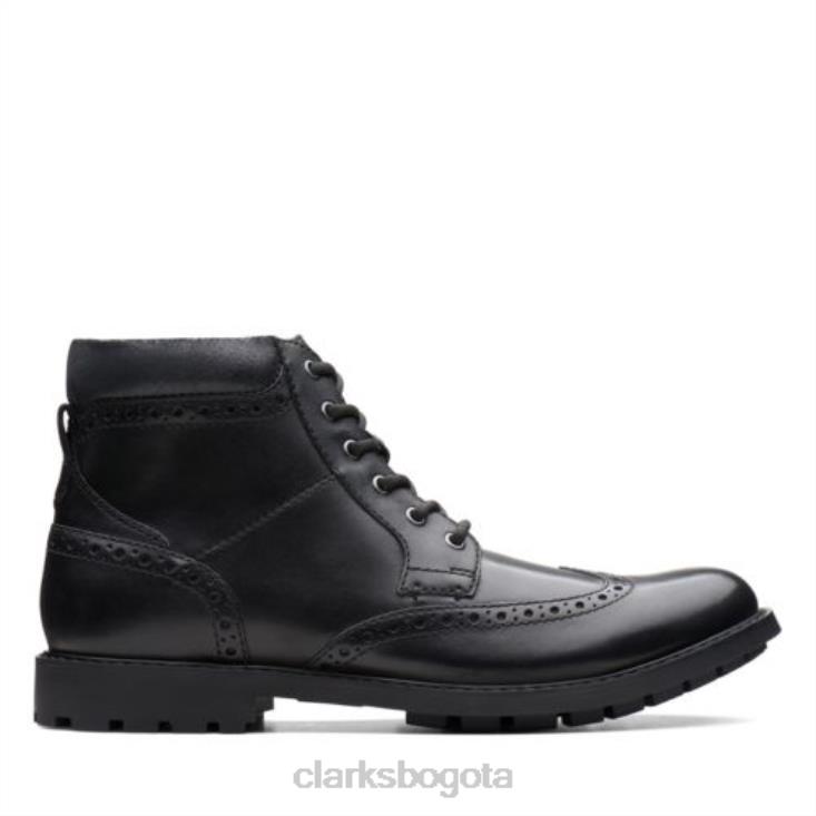 Clarks 0DX8L4384 clarks curington rise cuero liso negro hombres cuero liso negro