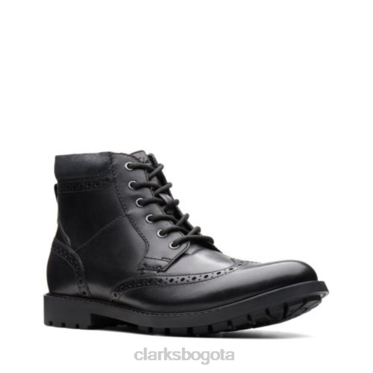 Clarks 0DX8L4384 clarks curington rise cuero liso negro hombres cuero liso negro