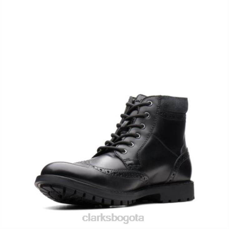 Clarks 0DX8L4384 clarks curington rise cuero liso negro hombres cuero liso negro