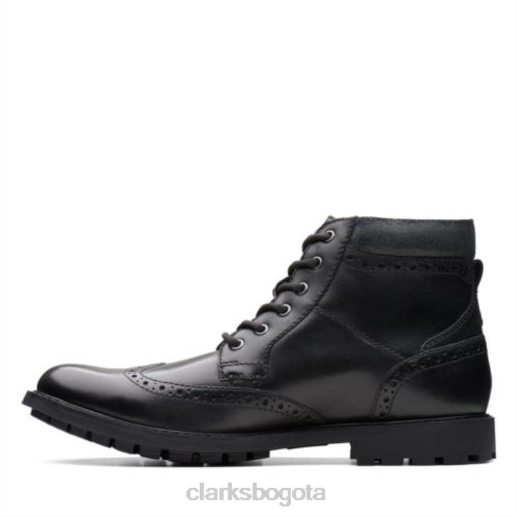 Clarks 0DX8L4384 clarks curington rise cuero liso negro hombres cuero liso negro