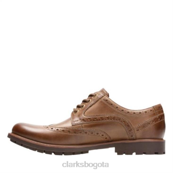Clarks 0DX8L4435 Clarks cuero marrón ala Curington hombres cuero marrón