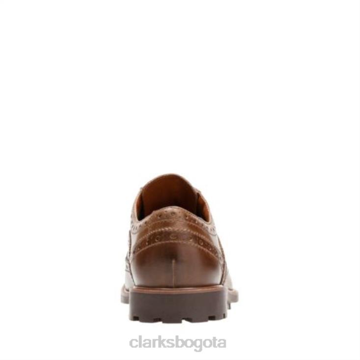 Clarks 0DX8L4435 Clarks cuero marrón ala Curington hombres cuero marrón