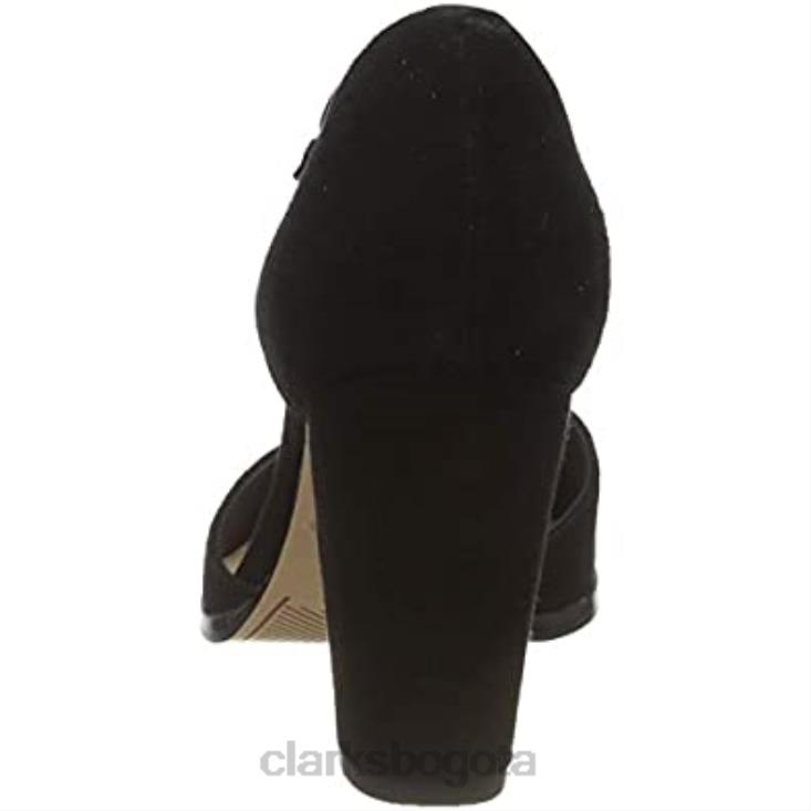 Clarks 0DX8L444 Zapatos de tacón con barra en T kayl85 tbar de ante negro para mujer Clarks mujer ante negro