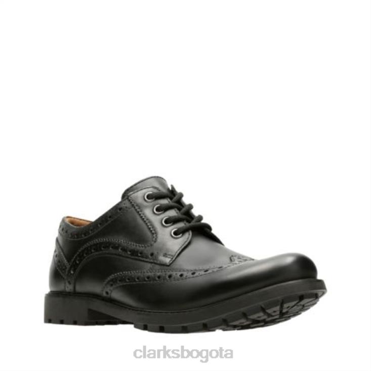 Clarks 0DX8L4469 clarks curington wing cuero negro hombres cuero negro