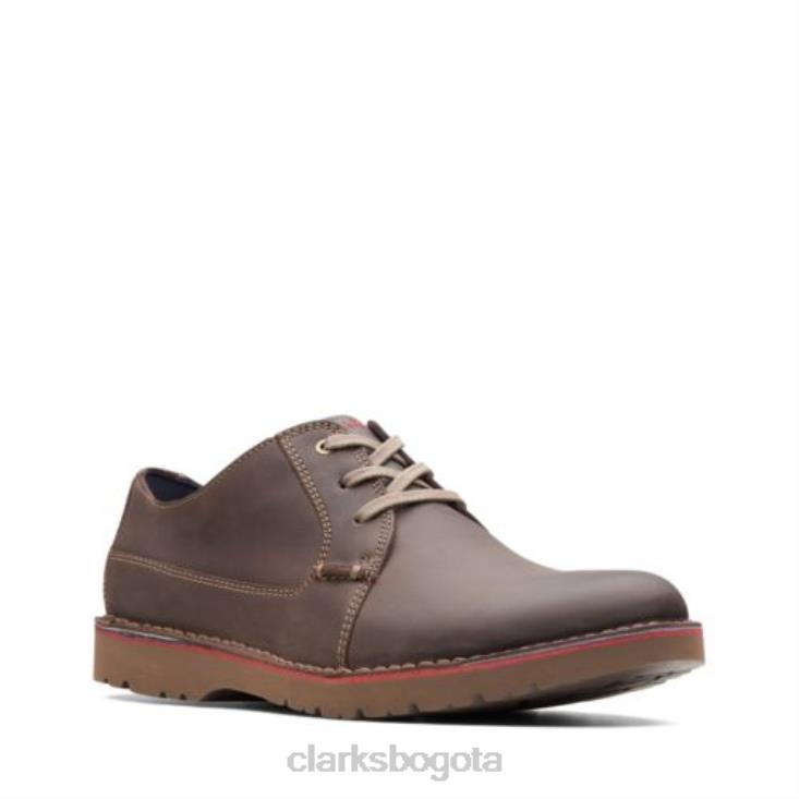 Clarks 0DX8L4479 vargo liso clarks cuero marrón oscuro hombres cuero marrón oscuro