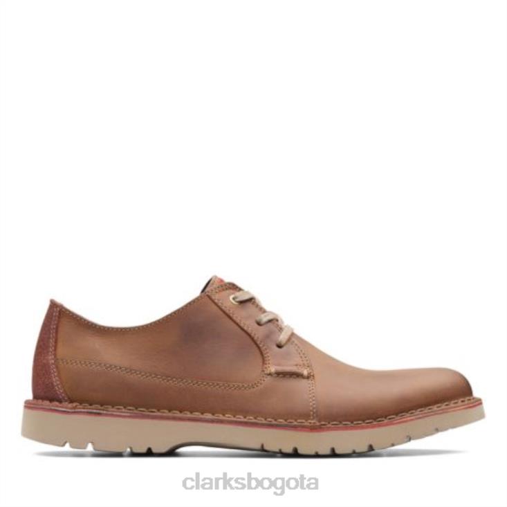 Clarks 0DX8L4508 Clarks lisos vargo de cuero tostado oscuro hombres cuero bronceado oscuro