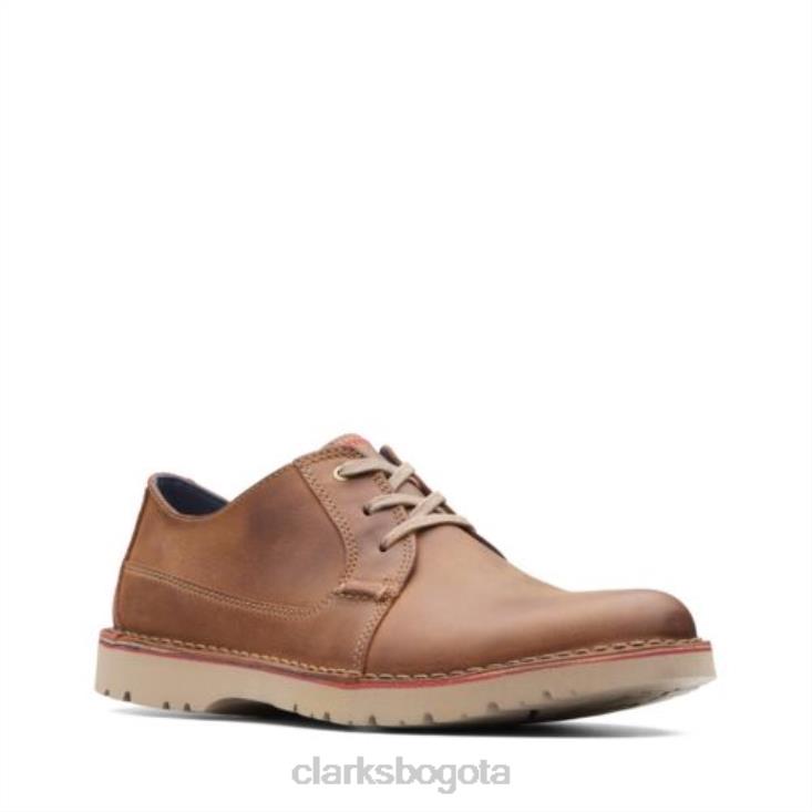 Clarks 0DX8L4508 Clarks lisos vargo de cuero tostado oscuro hombres cuero bronceado oscuro