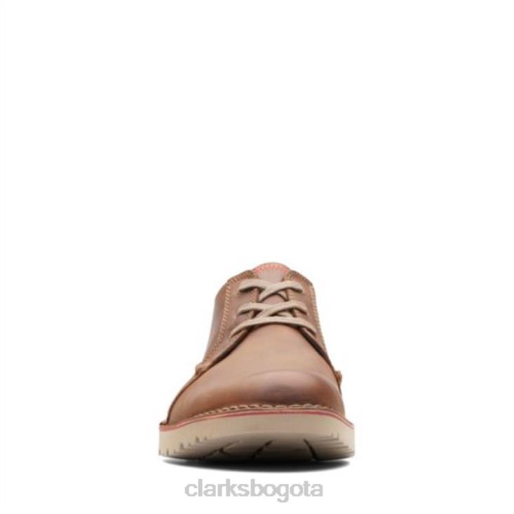 Clarks 0DX8L4508 Clarks lisos vargo de cuero tostado oscuro hombres cuero bronceado oscuro