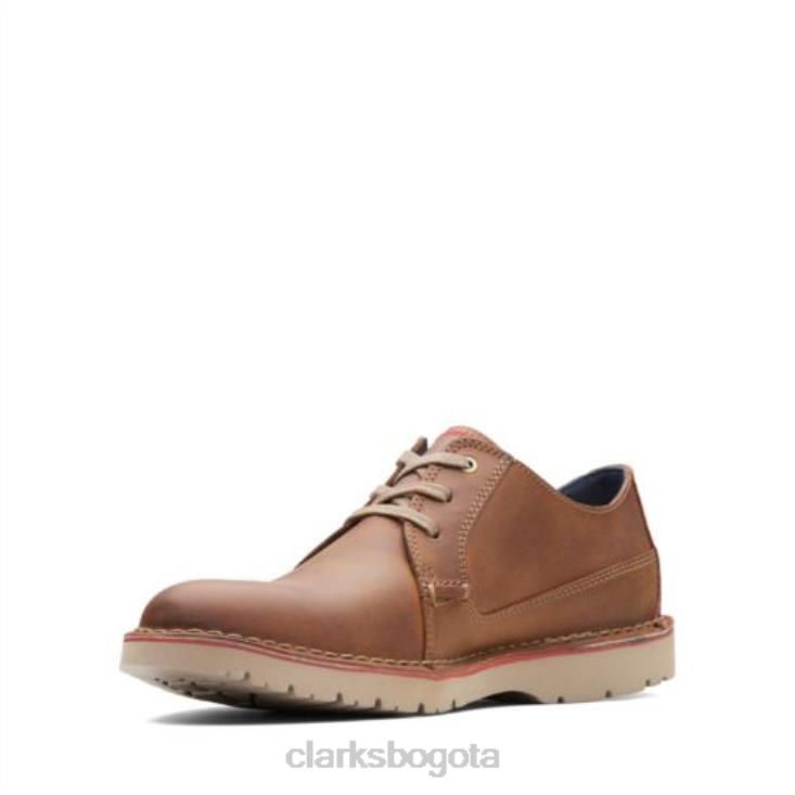 Clarks 0DX8L4508 Clarks lisos vargo de cuero tostado oscuro hombres cuero bronceado oscuro