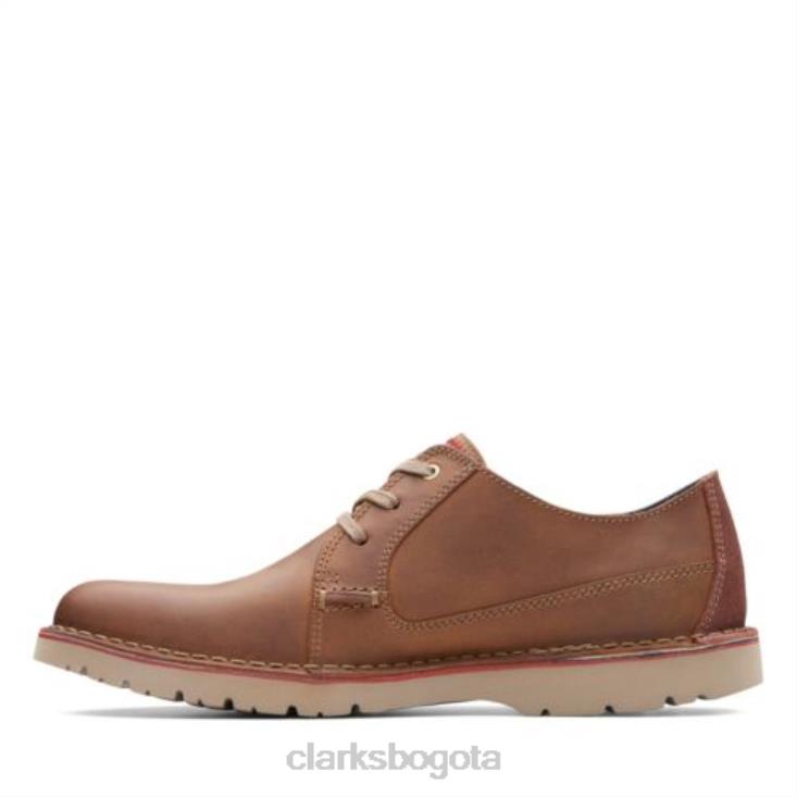 Clarks 0DX8L4508 Clarks lisos vargo de cuero tostado oscuro hombres cuero bronceado oscuro