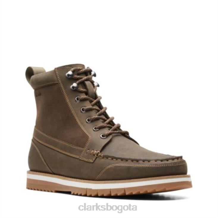 Clarks 0DX8L4545 clarks cuero oliva oscuro durston hi hombres cuero oliva oscuro