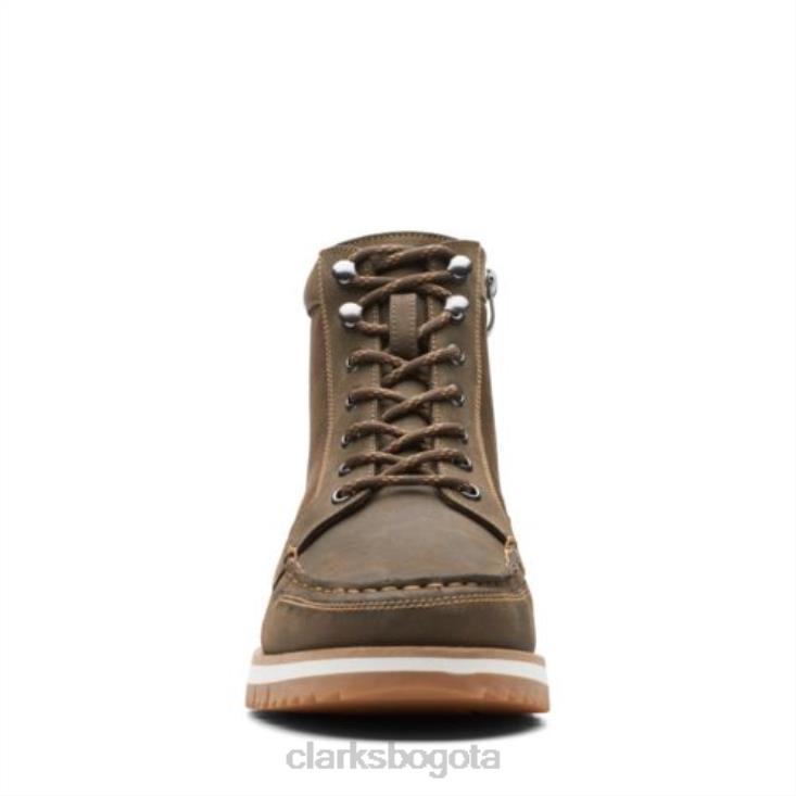 Clarks 0DX8L4545 clarks cuero oliva oscuro durston hi hombres cuero oliva oscuro