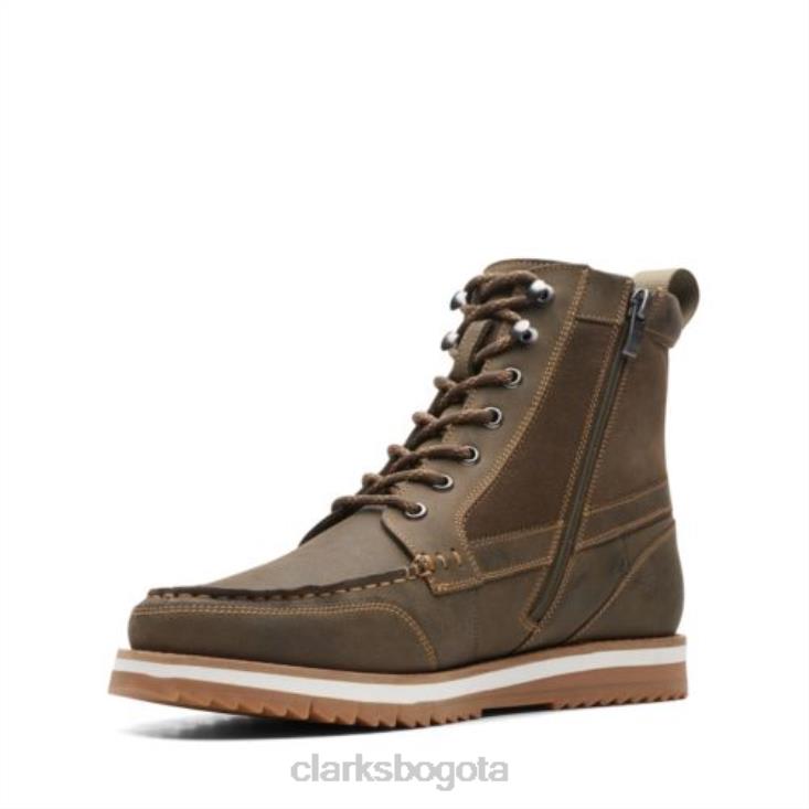 Clarks 0DX8L4545 clarks cuero oliva oscuro durston hi hombres cuero oliva oscuro