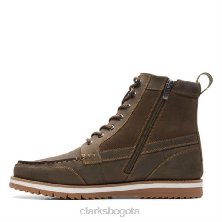 Clarks 0DX8L4545 clarks cuero oliva oscuro durston hi hombres cuero oliva oscuro