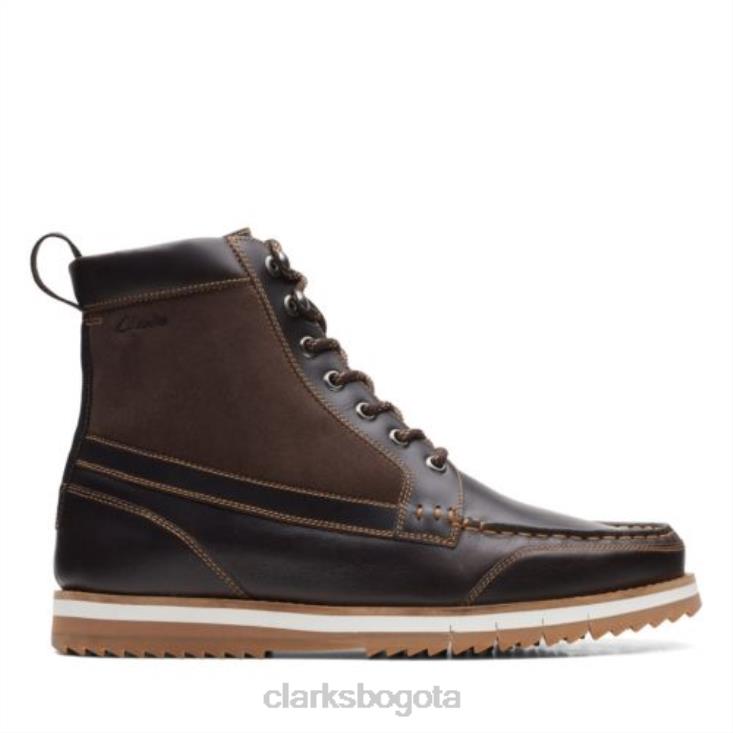 Clarks 0DX8L4546 clarks durston hi cuero marrón oscuro hombres cuero marrón oscuro