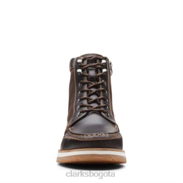 Clarks 0DX8L4546 clarks durston hi cuero marrón oscuro hombres cuero marrón oscuro