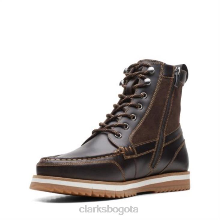 Clarks 0DX8L4546 clarks durston hi cuero marrón oscuro hombres cuero marrón oscuro