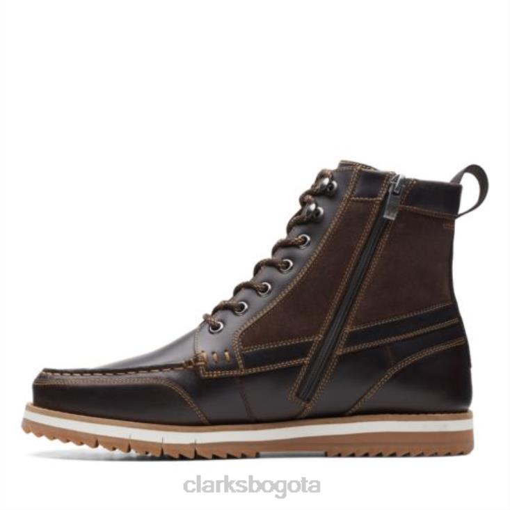 Clarks 0DX8L4546 clarks durston hi cuero marrón oscuro hombres cuero marrón oscuro