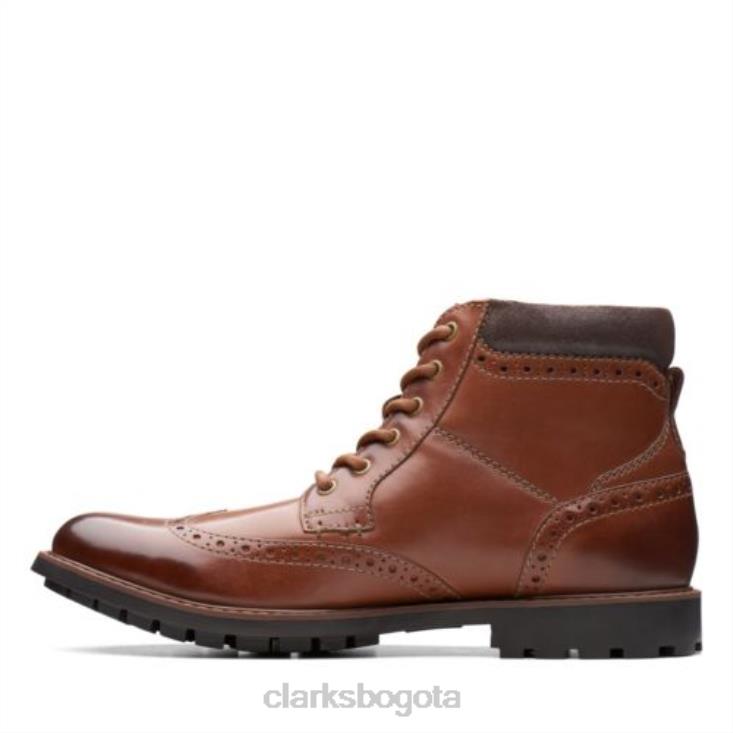 Clarks 0DX8L4551 clarks curington rise cuero tostado hombres cuero marrón