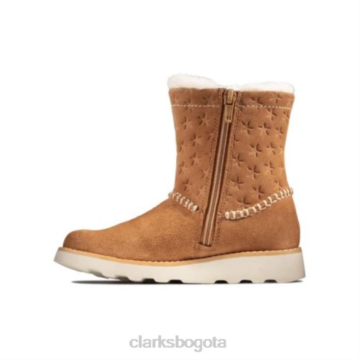 Clarks 0DX8L4554 clarks crown piper jnr f fit gamuza bronceada unisexo gamuza color canela