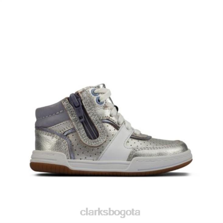 Clarks 0DX8L4561 Clarks cuero plateado Fawn Peak FST F Fit unisexo cuero plateado