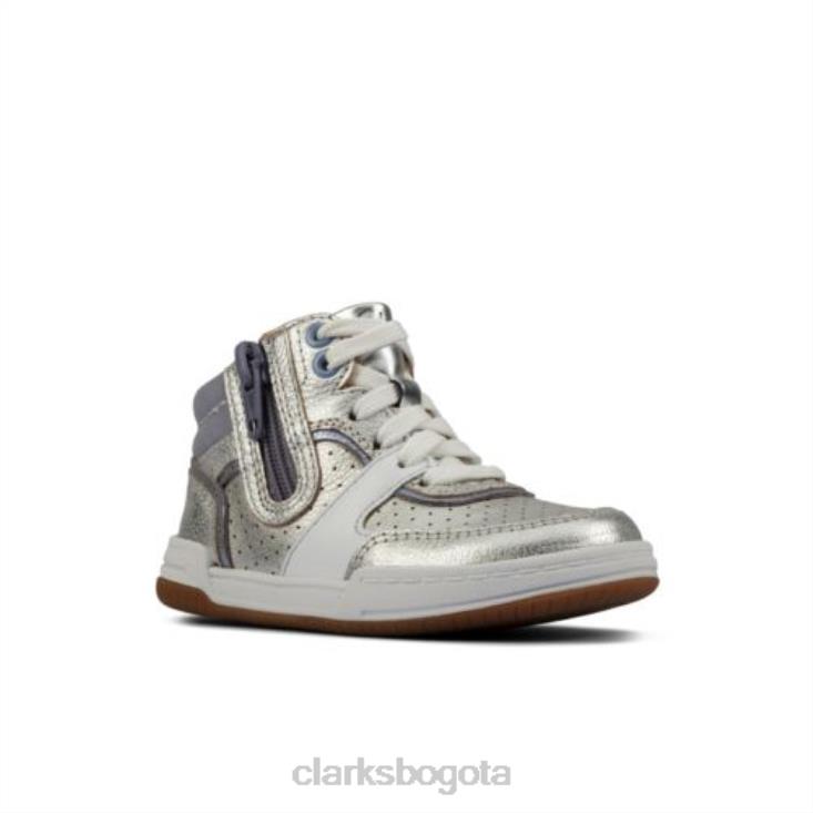 Clarks 0DX8L4561 Clarks cuero plateado Fawn Peak FST F Fit unisexo cuero plateado