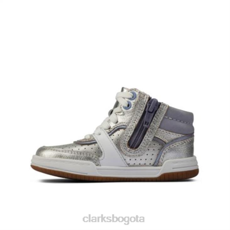 Clarks 0DX8L4561 Clarks cuero plateado Fawn Peak FST F Fit unisexo cuero plateado