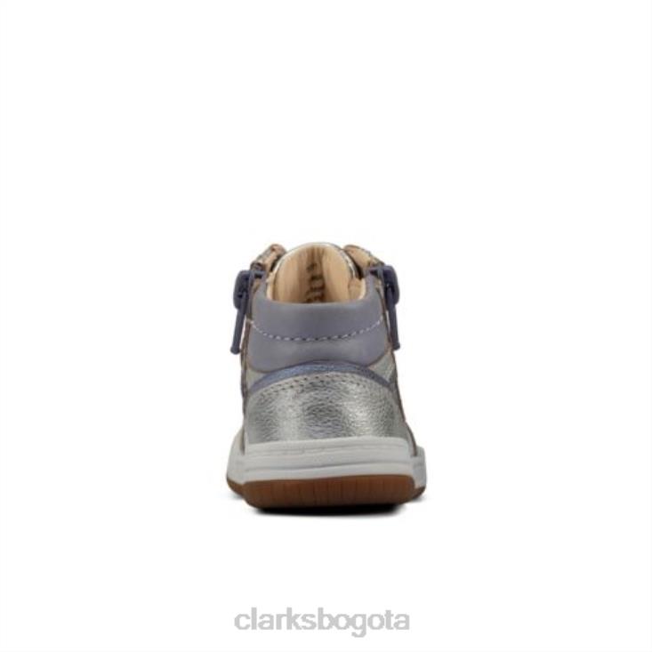 Clarks 0DX8L4561 Clarks cuero plateado Fawn Peak FST F Fit unisexo cuero plateado