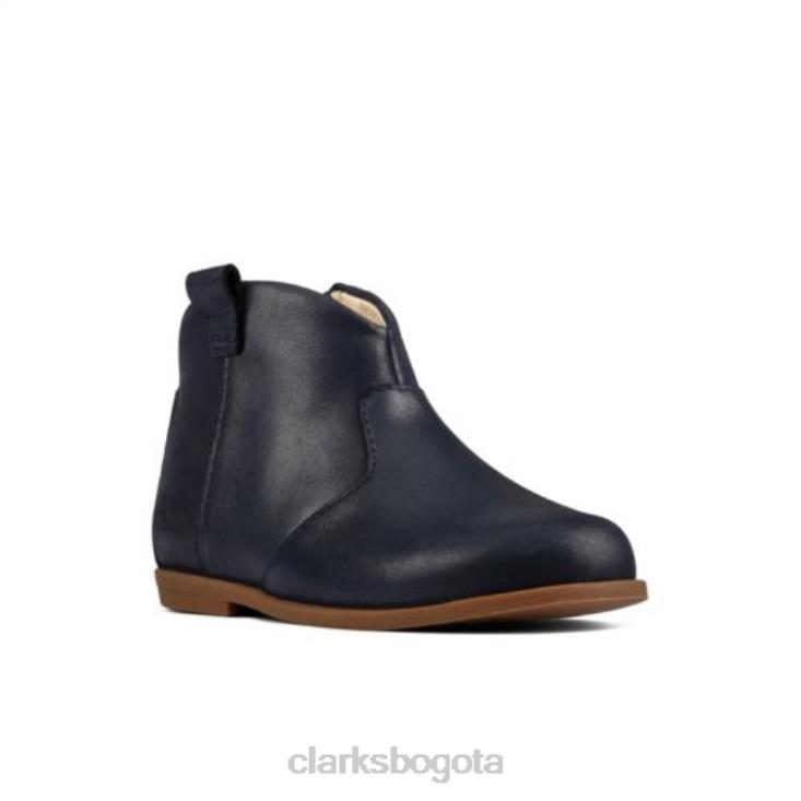 Clarks 0DX8L4568 Clarks de cuero azul marino Drew Dawn FST F Fit unisexo cuero azul marino