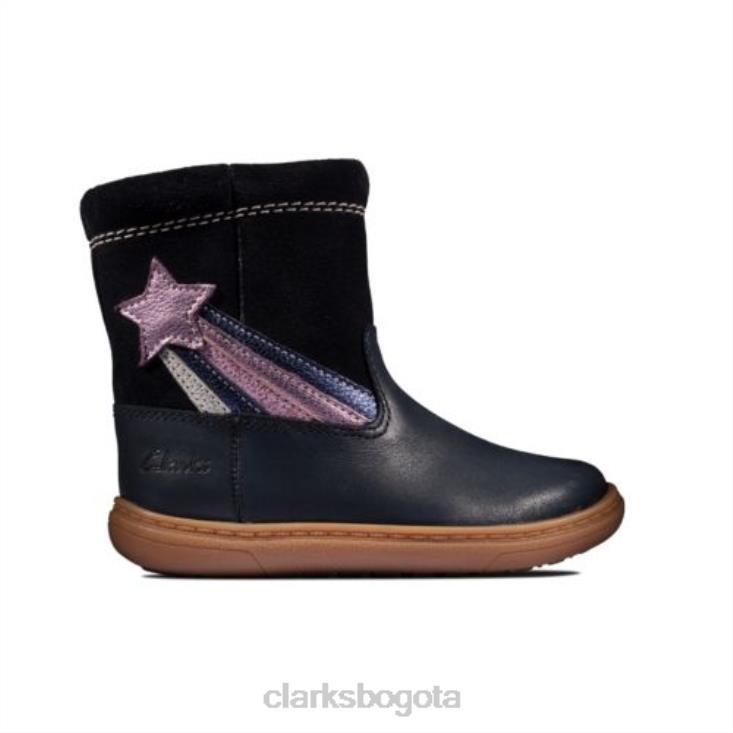 Clarks 0DX8L4572 Clarks cuero azul marino flash brillo fst f fit unisexo cuero azul marino