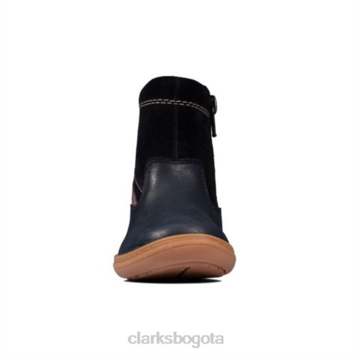 Clarks 0DX8L4572 Clarks cuero azul marino flash brillo fst f fit unisexo cuero azul marino