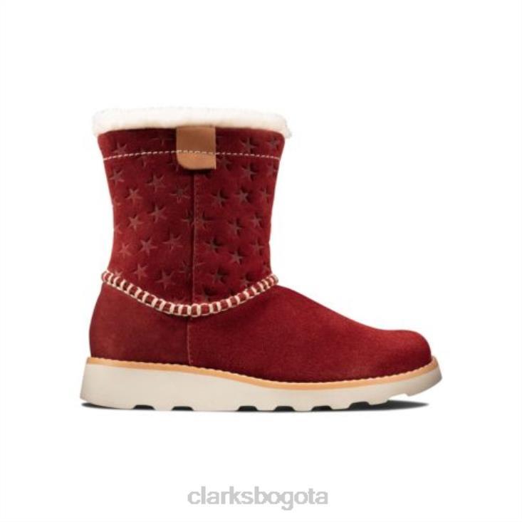 Clarks 0DX8L4584 Clarks Crown Piper Inf F Fit de ante rojo oscuro unisexo ante rojo oscuro