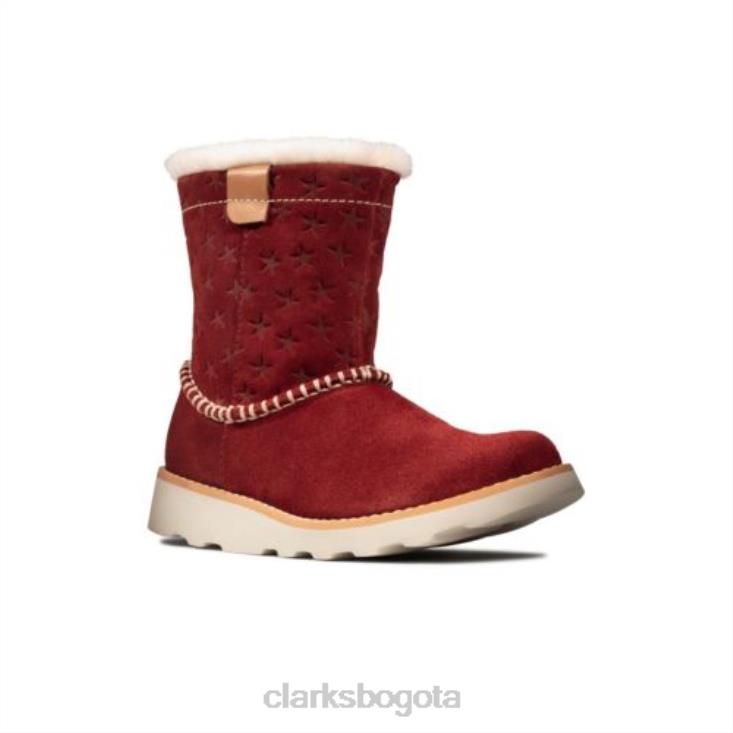 Clarks 0DX8L4584 Clarks Crown Piper Inf F Fit de ante rojo oscuro unisexo ante rojo oscuro