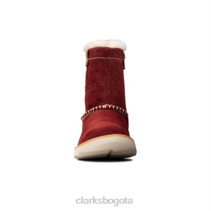 Clarks 0DX8L4584 Clarks Crown Piper Inf F Fit de ante rojo oscuro unisexo ante rojo oscuro