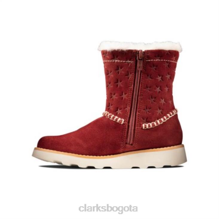 Clarks 0DX8L4584 Clarks Crown Piper Inf F Fit de ante rojo oscuro unisexo ante rojo oscuro