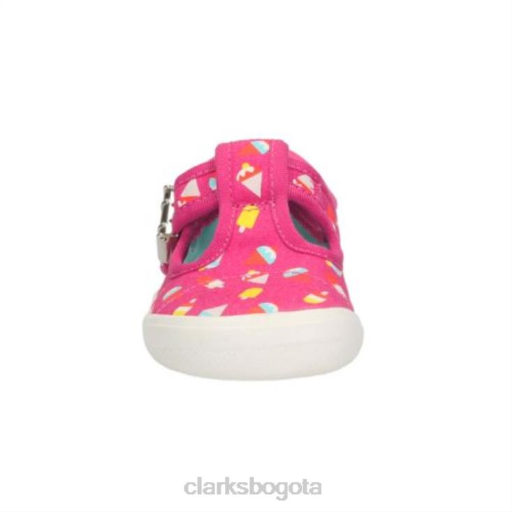 Clarks 0DX8L4593 Tela rosa intenso de Clarks con lazo briley fst e fit niños tela rosa fuerte