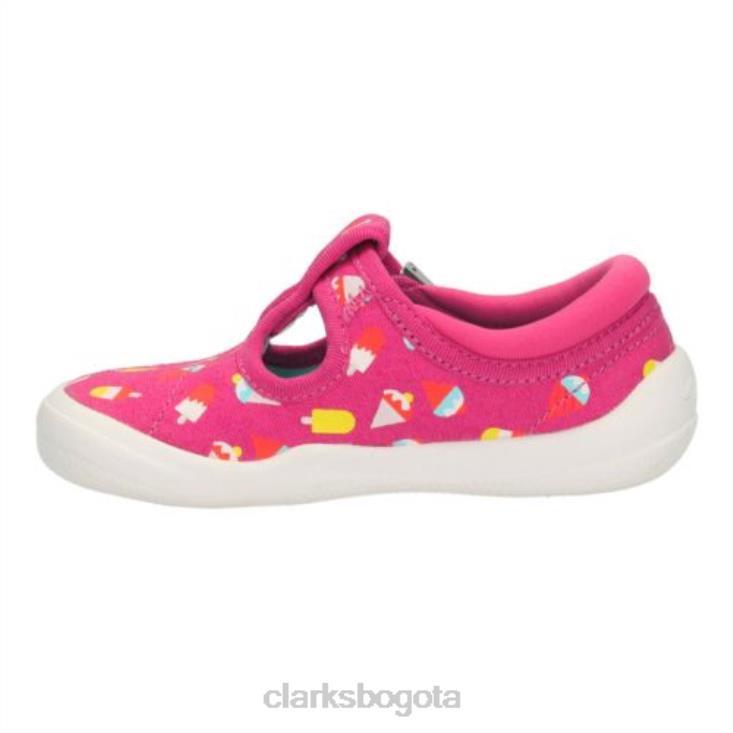 Clarks 0DX8L4593 Tela rosa intenso de Clarks con lazo briley fst e fit niños tela rosa fuerte