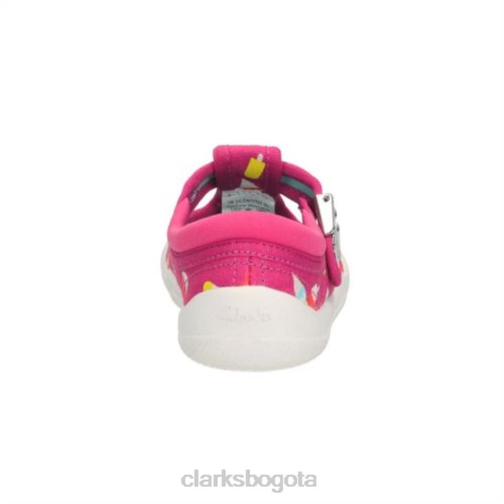 Clarks 0DX8L4593 Tela rosa intenso de Clarks con lazo briley fst e fit niños tela rosa fuerte