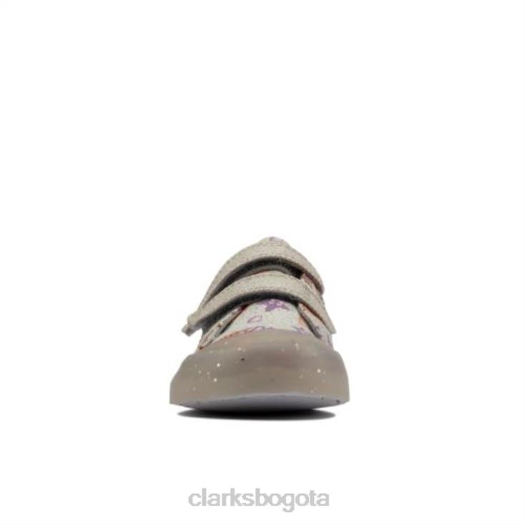Clarks 0DX8L4598 foxing print inf f fit clarks plateados niños plata