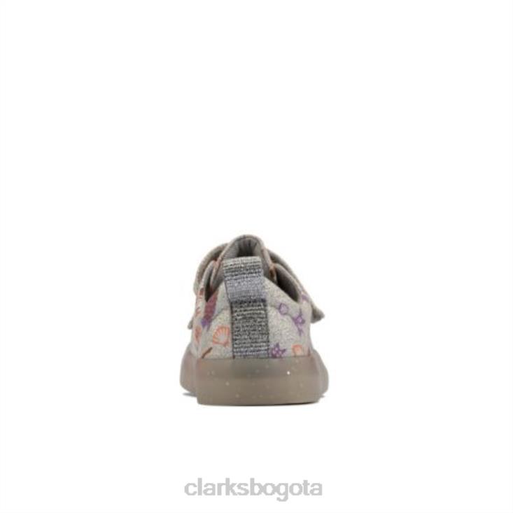 Clarks 0DX8L4598 foxing print inf f fit clarks plateados niños plata