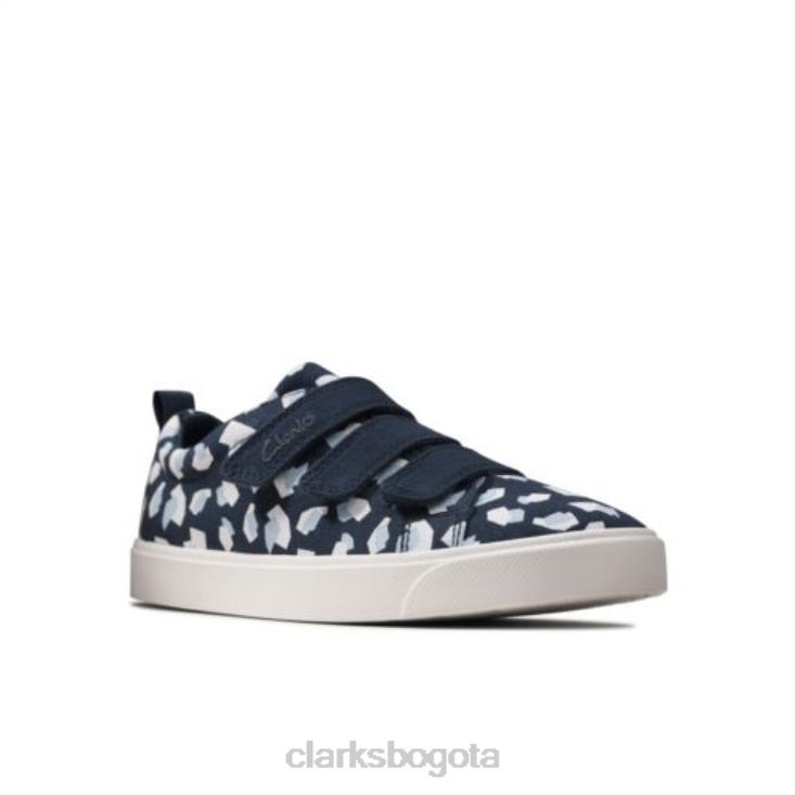 Clarks 0DX8L4599 city ​​vibe inf g fit clarks estampado azul marino niños estampado azul marino