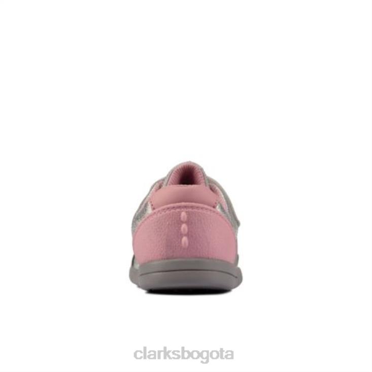 Clarks 0DX8L4600 clarks rex quest fst h fit cuero plateado niños cuero plateado