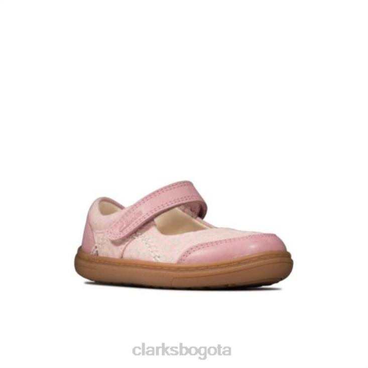 Clarks 0DX8L4601 clarks polvoriento rosa cuero flashbright fst h fit niños cuero rosa polvoriento