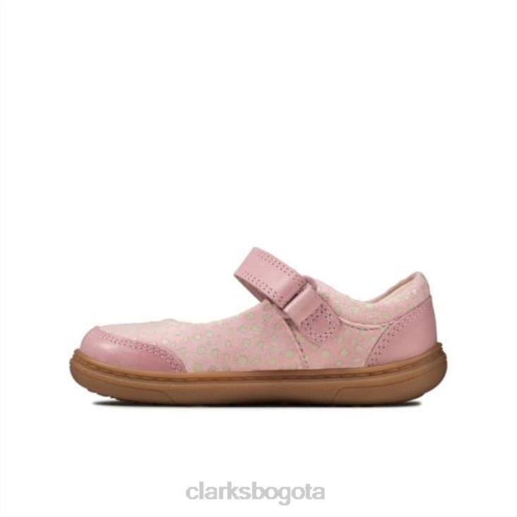 Clarks 0DX8L4601 clarks polvoriento rosa cuero flashbright fst h fit niños cuero rosa polvoriento