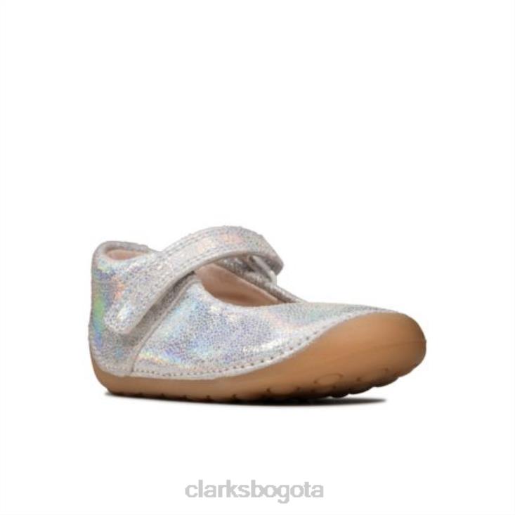 Clarks 0DX8L4611 Clarks plateado metálico ti ny mist fst f fit niños plata metalizada