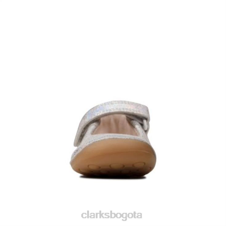 Clarks 0DX8L4611 Clarks plateado metálico ti ny mist fst f fit niños plata metalizada